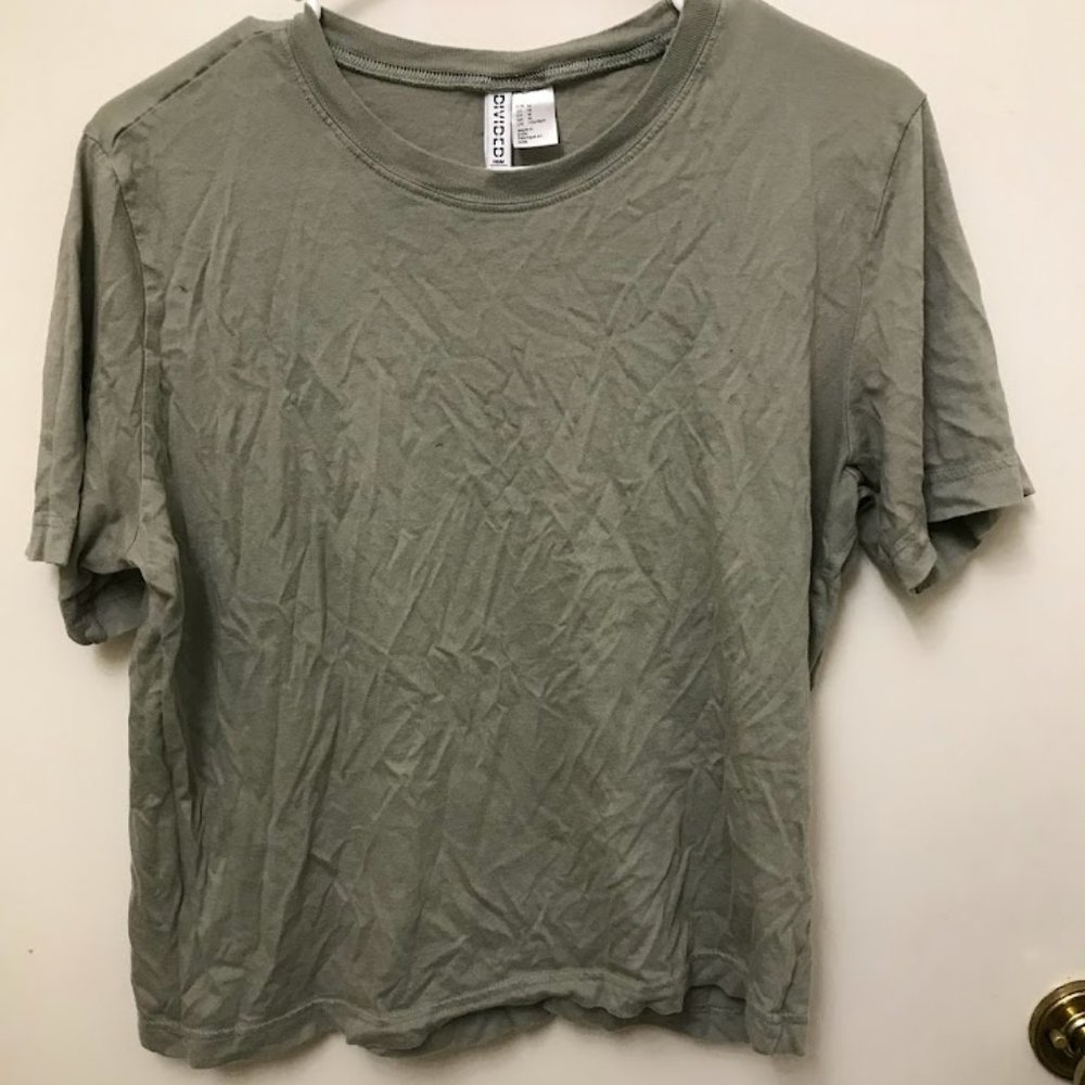 olive green divided T-shirt